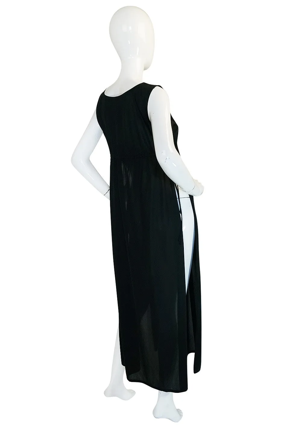 1970s John Kloss Black Nylon Tabard Open Side Dress