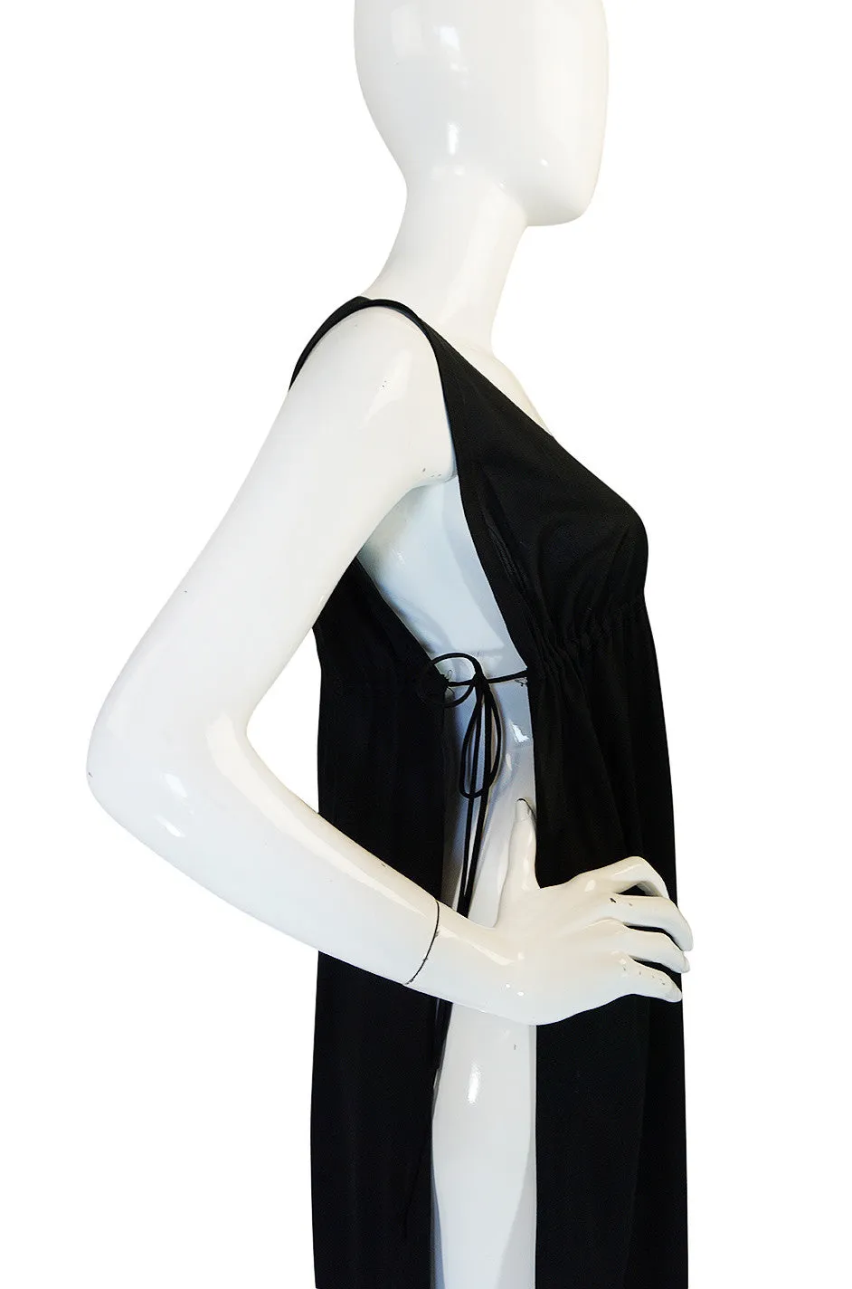 1970s John Kloss Black Nylon Tabard Open Side Dress