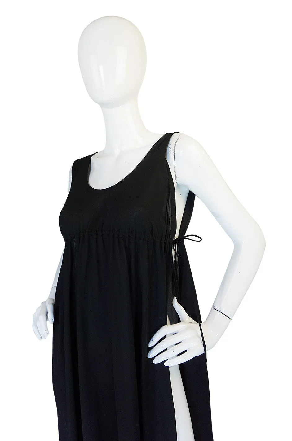 1970s John Kloss Black Nylon Tabard Open Side Dress