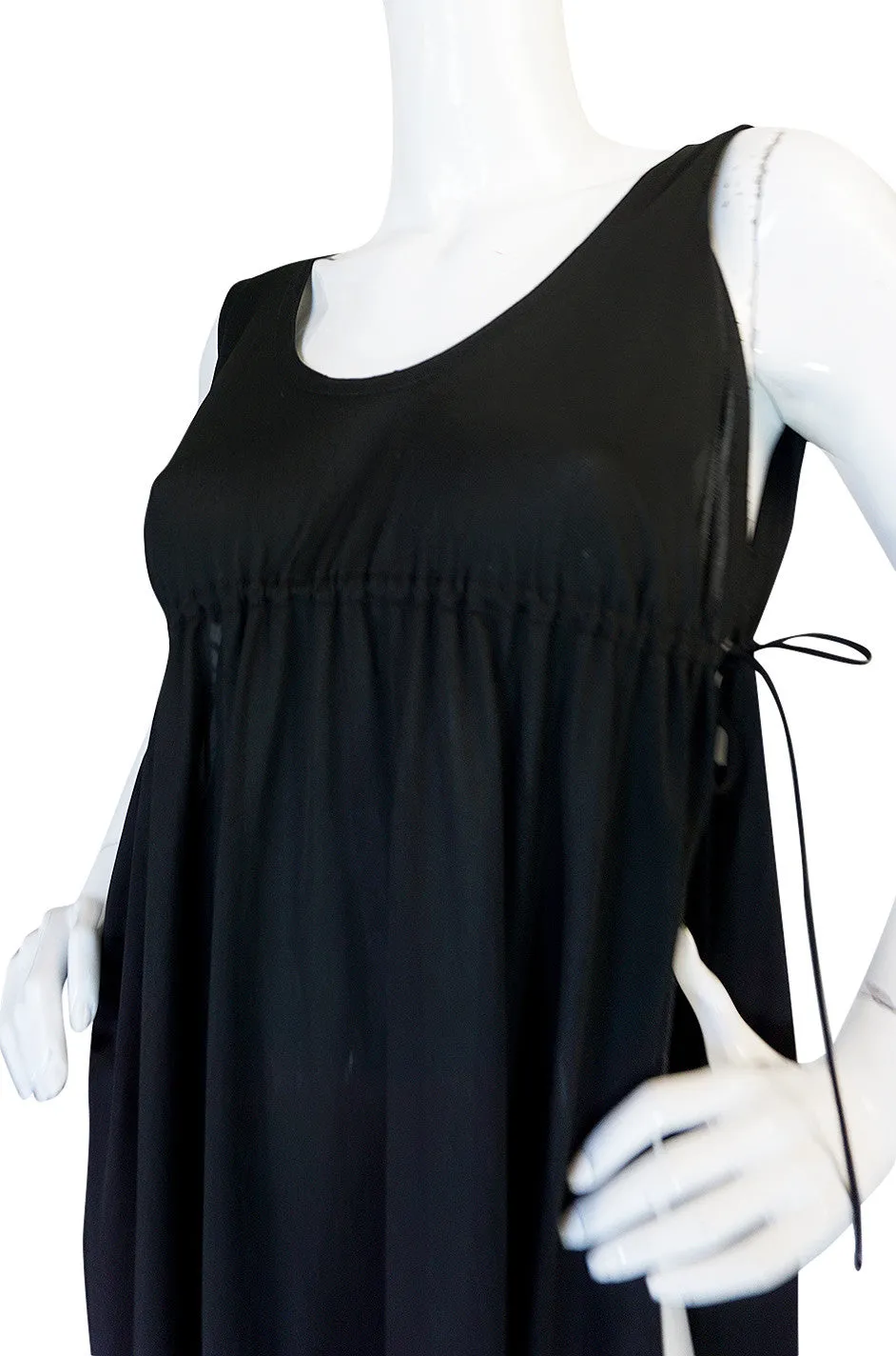 1970s John Kloss Black Nylon Tabard Open Side Dress