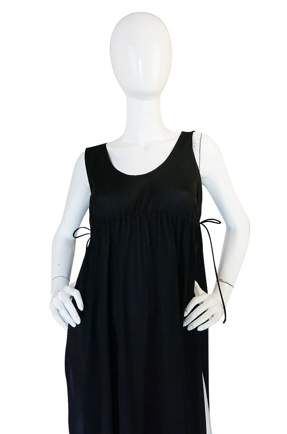 1970s John Kloss Black Nylon Tabard Open Side Dress