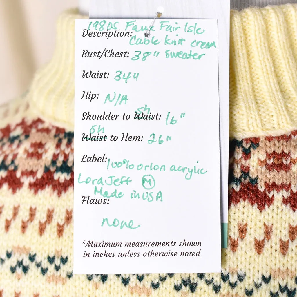 1980s Vintage Faux Fair Isle Sweater