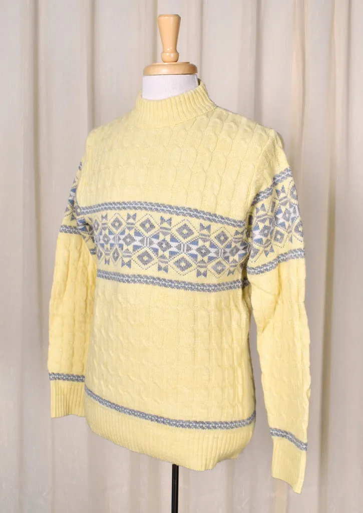 1980s Vintage Grey & Blue Cream Sweater