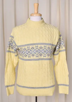 1980s Vintage Grey & Blue Cream Sweater