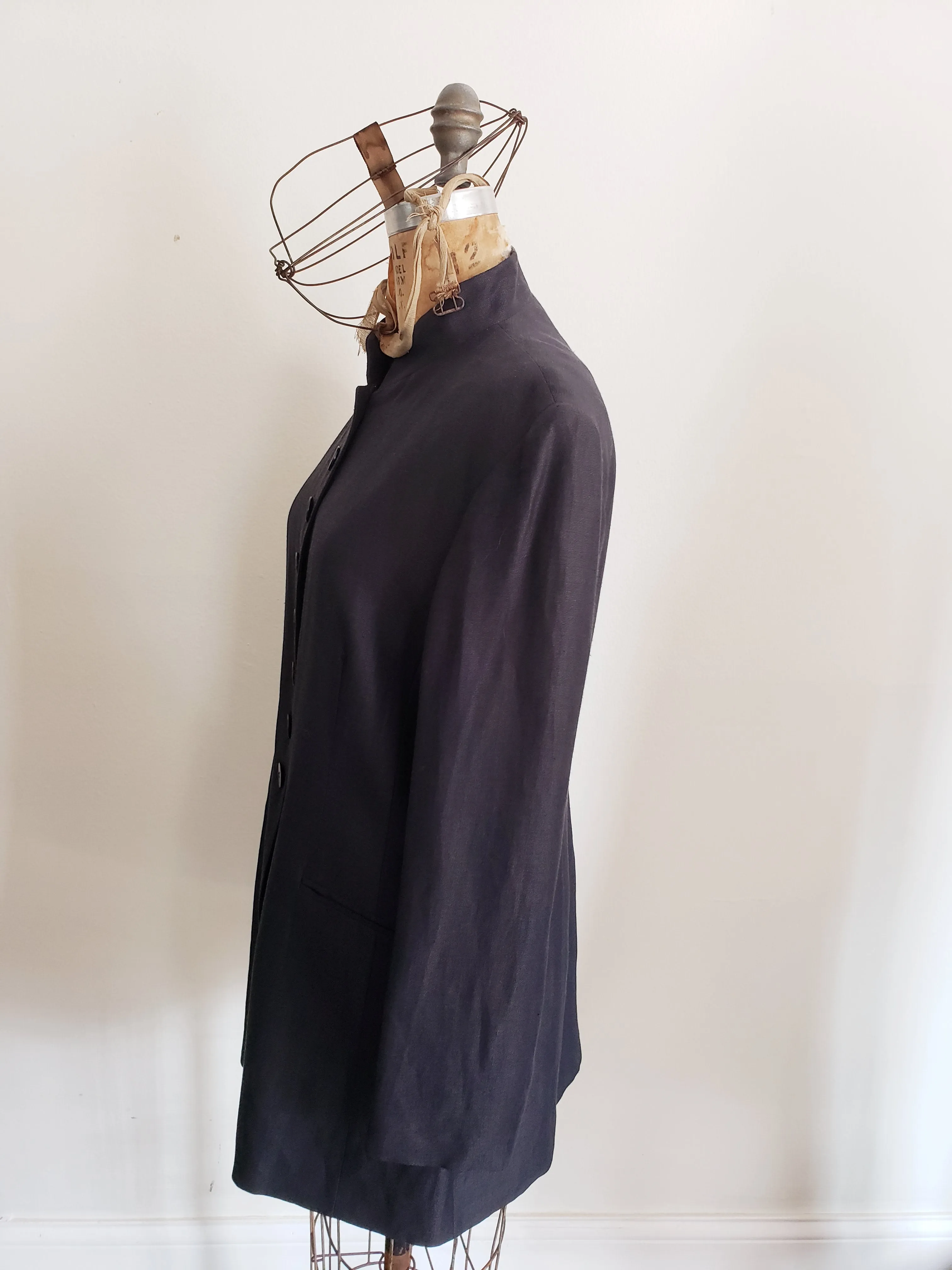 1990s Black Long Blazer Mondi / 90s Button Down Minimalist Hip Length Jacket Designer Large