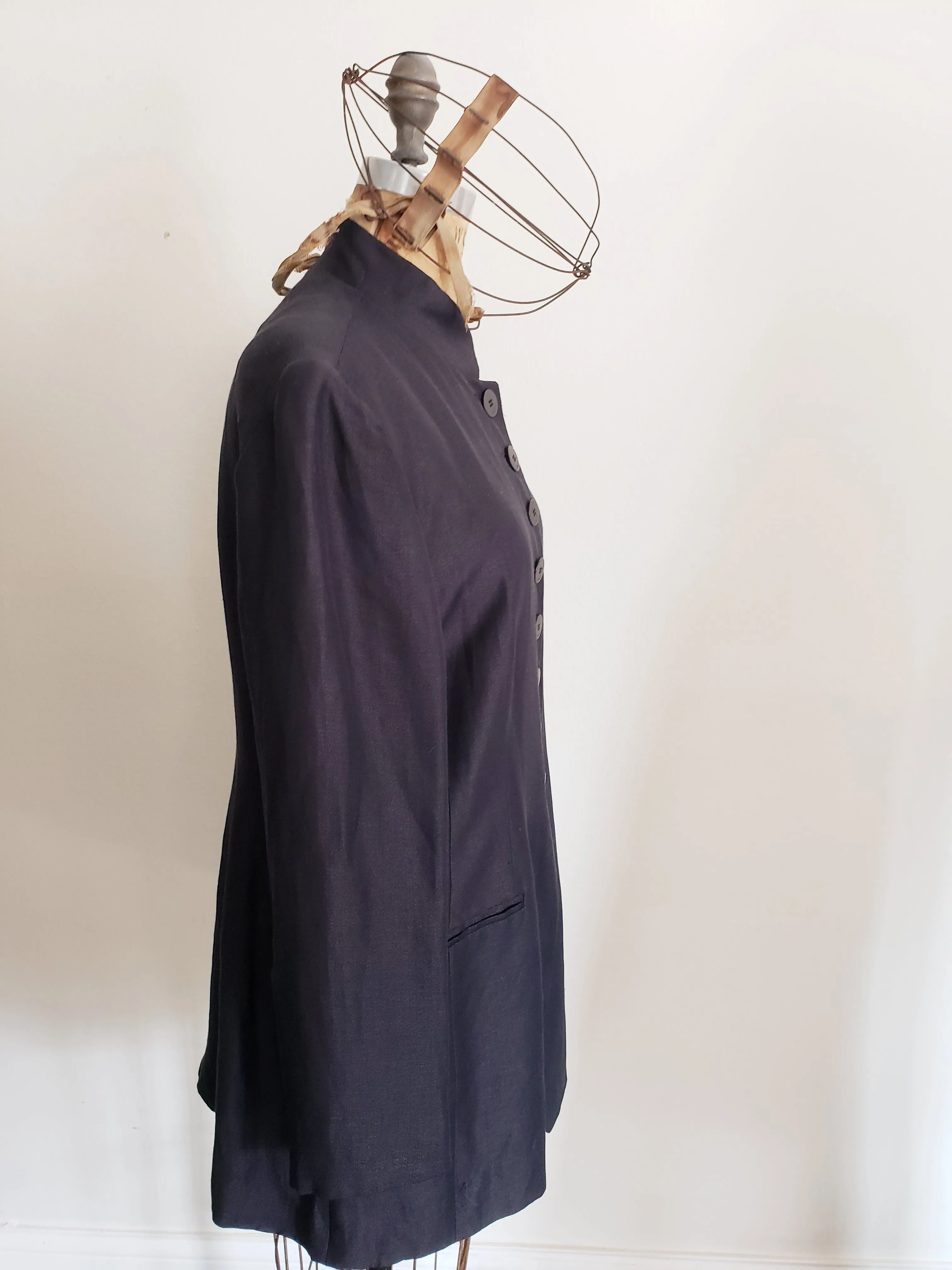 1990s Black Long Blazer Mondi / 90s Button Down Minimalist Hip Length Jacket Designer Large