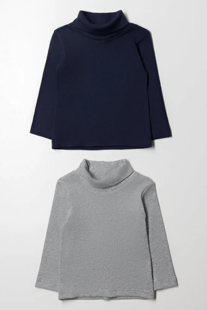 2 Pack Polonecks Navy And Grey