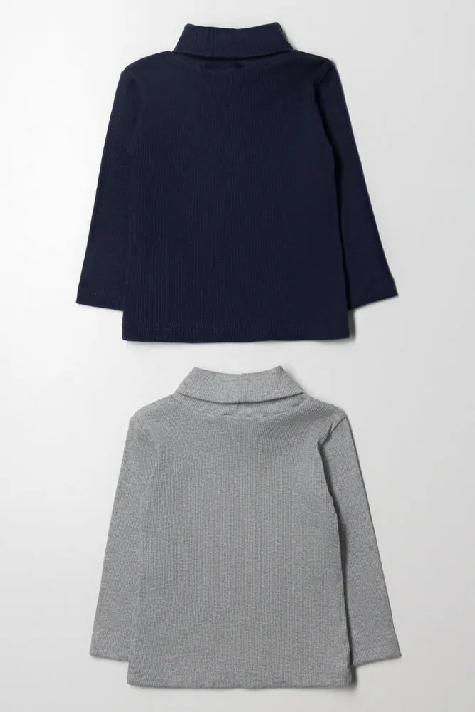 2 Pack Polonecks Navy And Grey