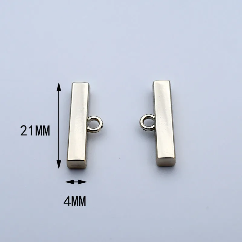 21mm Metal Rectangle Bar Gold Decorative Buttons for Coats 20pcs