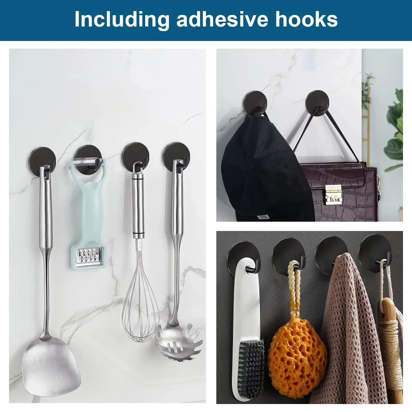 4pcs Stainless Steel Adhesive Razor and Towel Holder