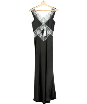 4th & Reckless Black Satin Lace Slip Dress UK 6