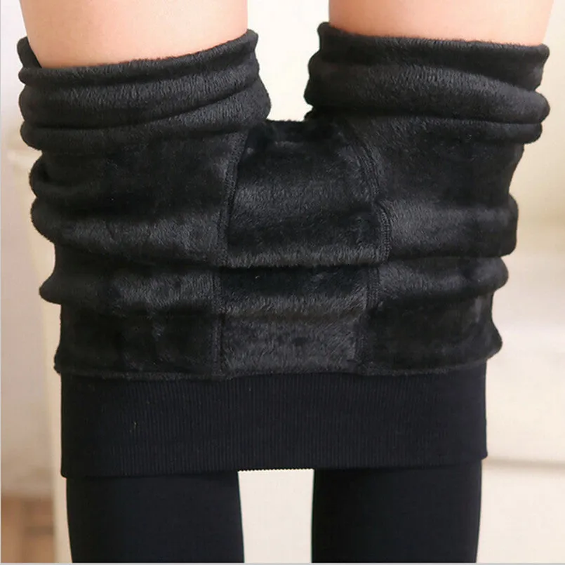 8 Colors S-XL Winter Plus Cashmere Leggings Woman Casual Warm Plus Size Faux Velvet Knitted Thick Slim Super Elastic Leggings