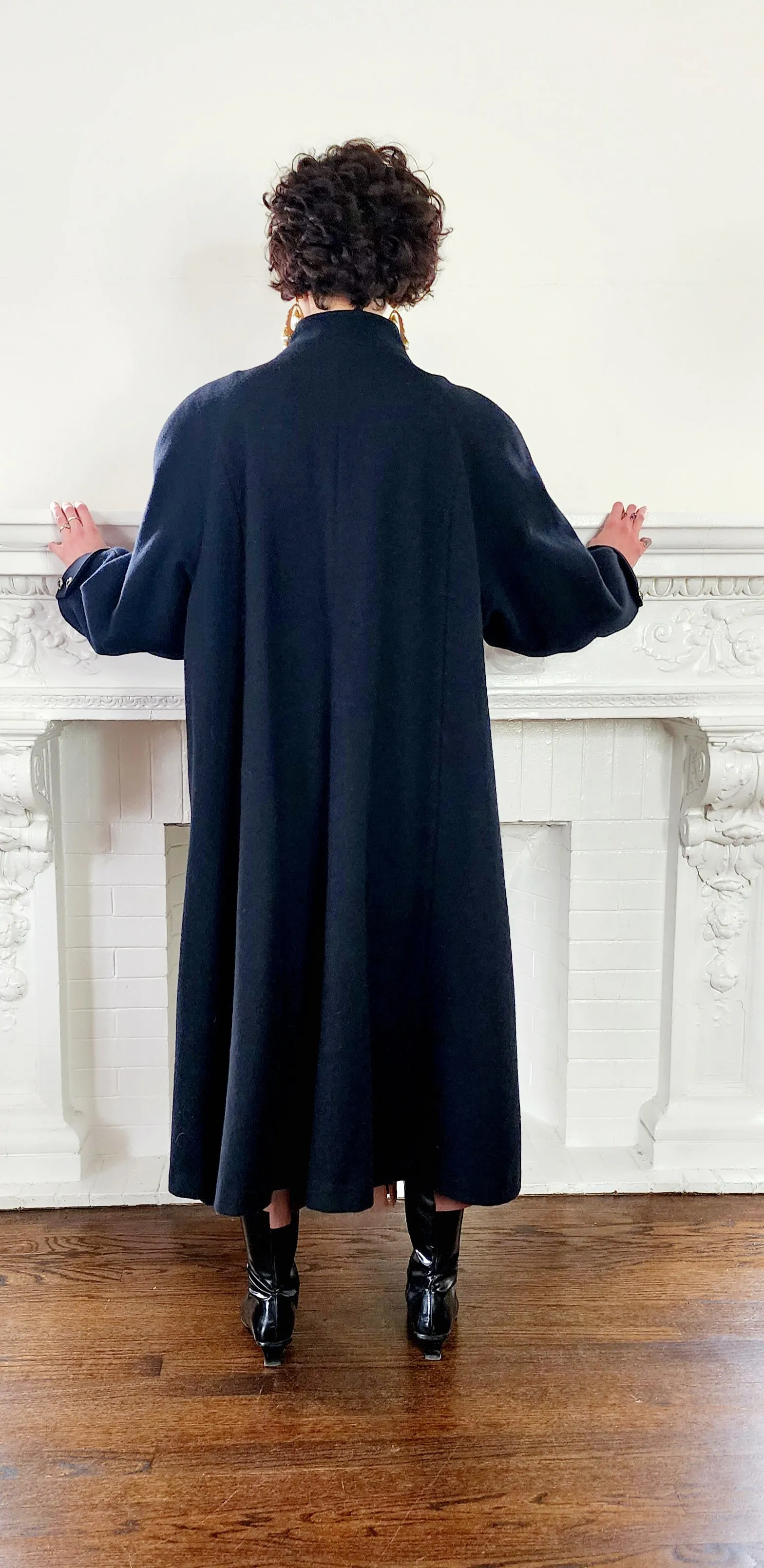 80s Black Wool Swing Coat by Worthington Woman Plus Size XXL