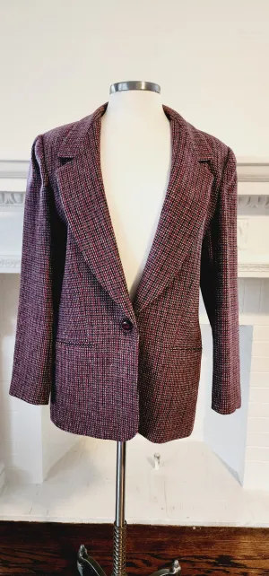 80s Giorgio Sant Angelo Plaid Wool Blazer in Purple Red / M