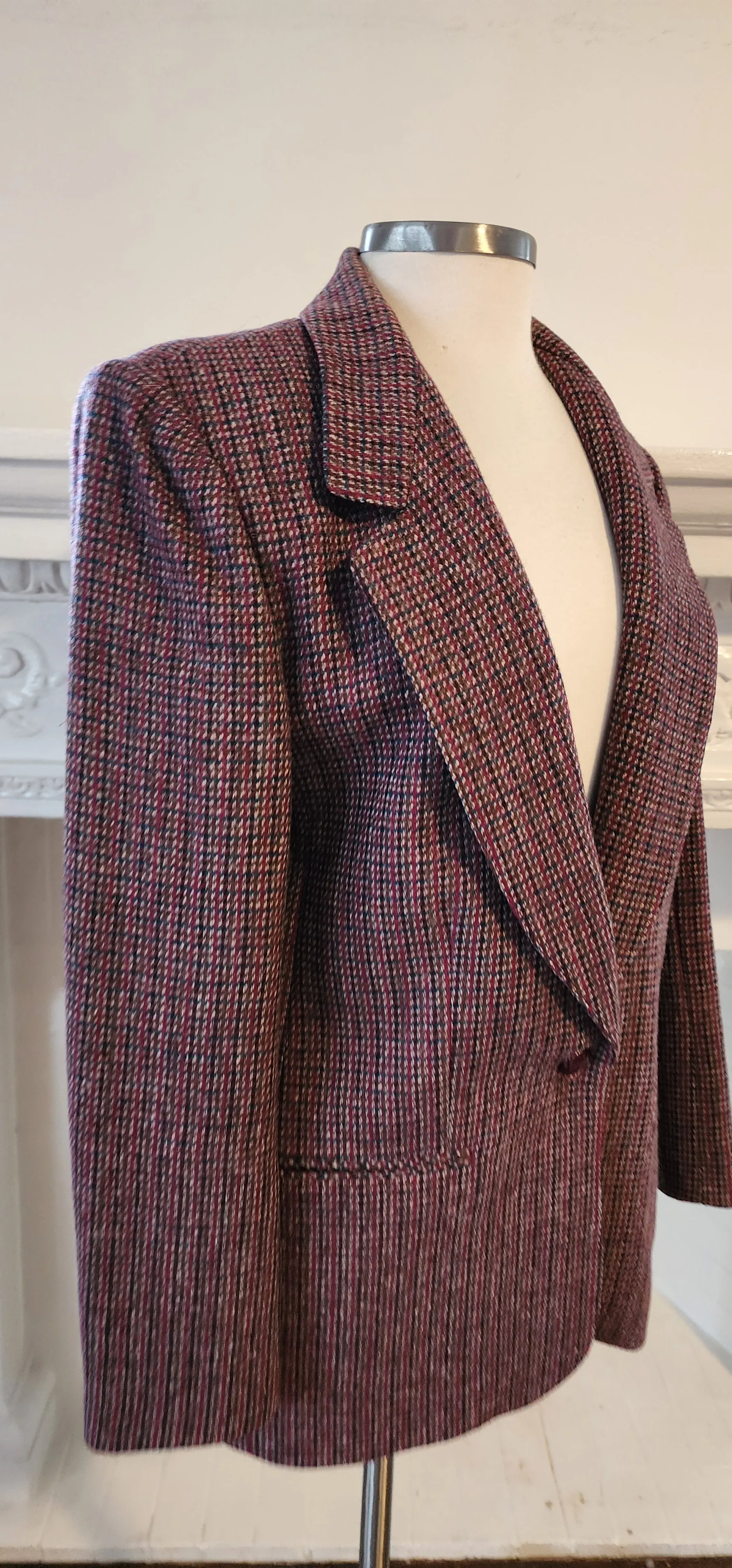 80s Giorgio Sant Angelo Plaid Wool Blazer in Purple Red / M