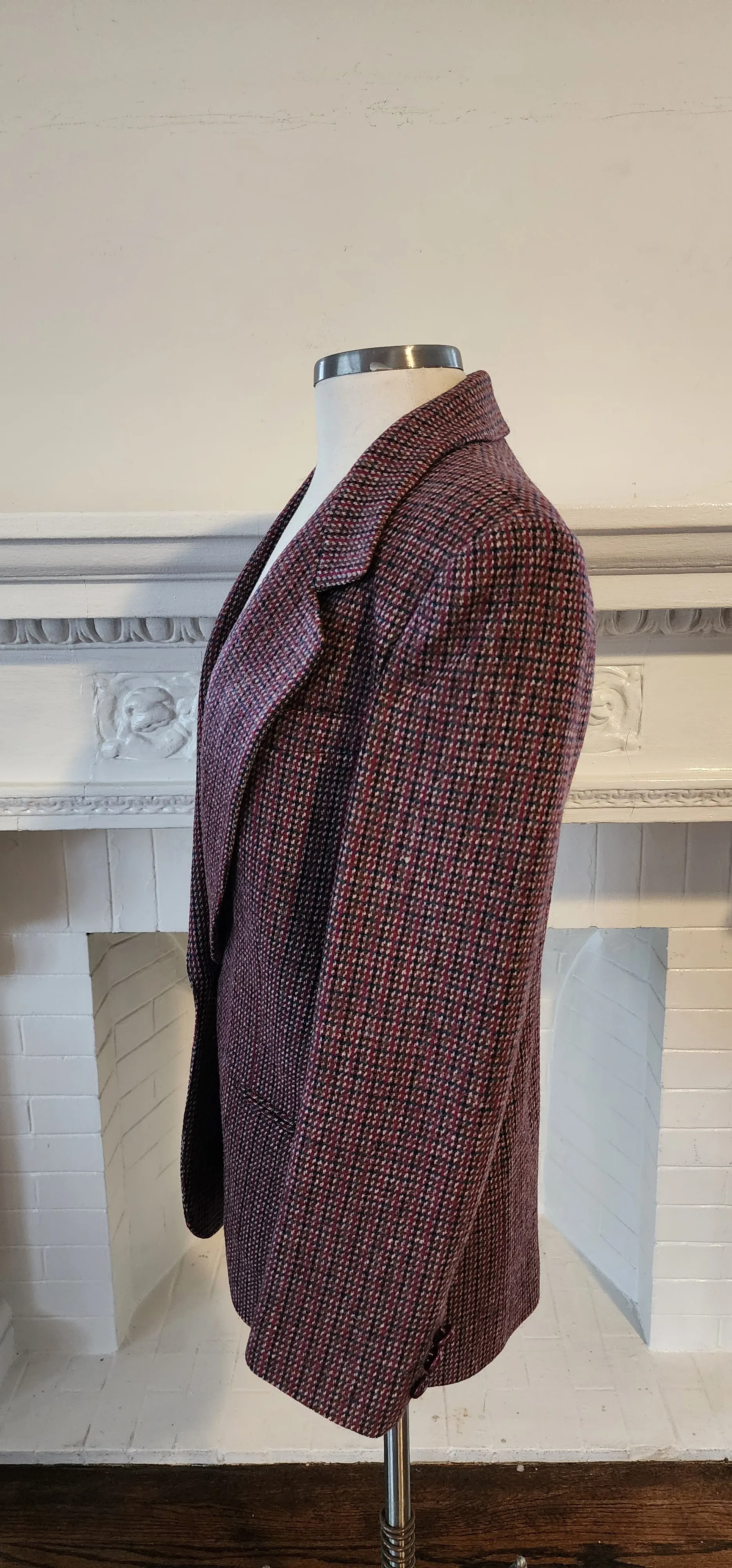 80s Giorgio Sant Angelo Plaid Wool Blazer in Purple Red / M