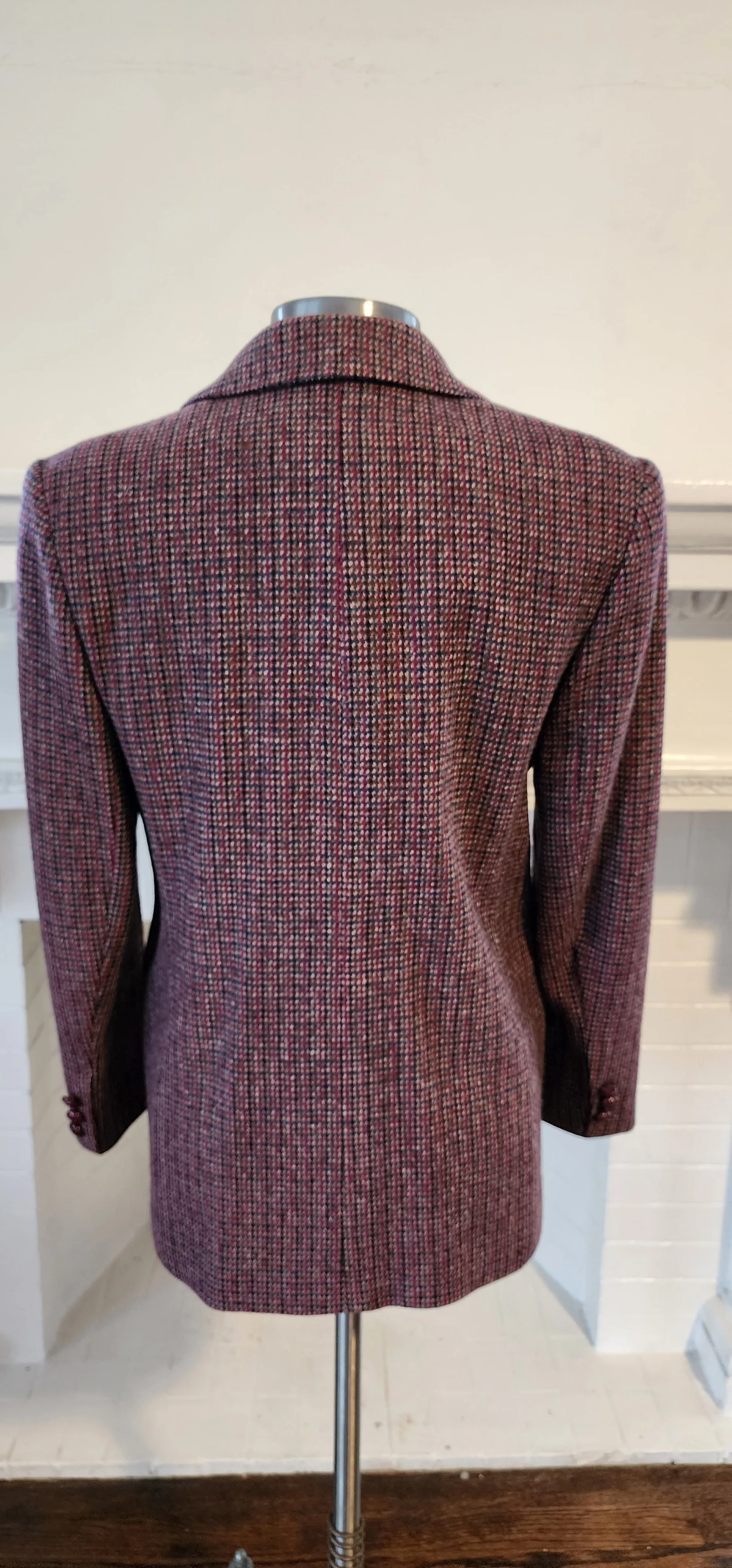 80s Giorgio Sant Angelo Plaid Wool Blazer in Purple Red / M