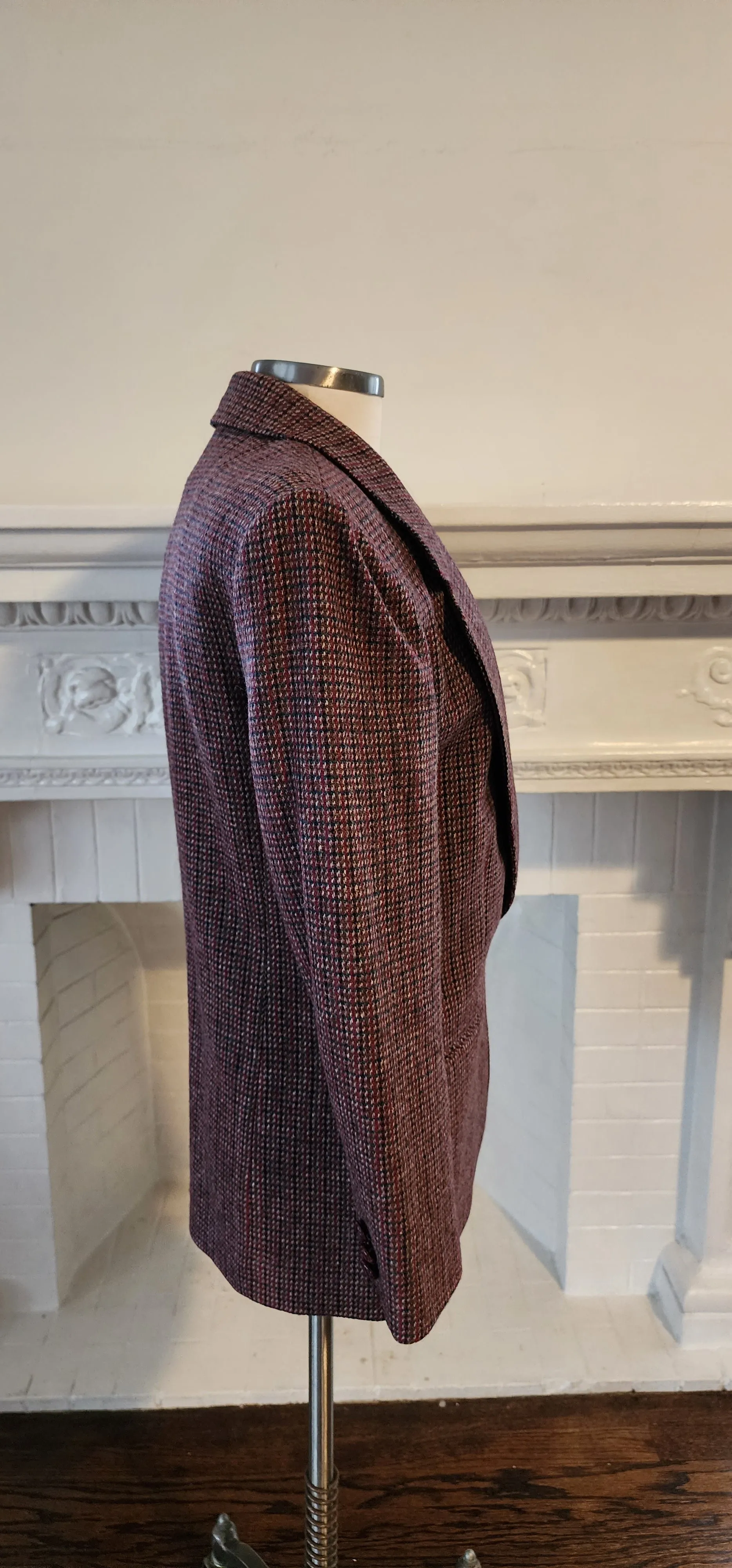 80s Giorgio Sant Angelo Plaid Wool Blazer in Purple Red / M