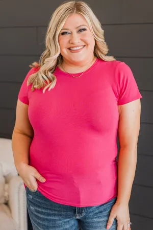 Above It All Short Sleeve Top- Fuchsia
