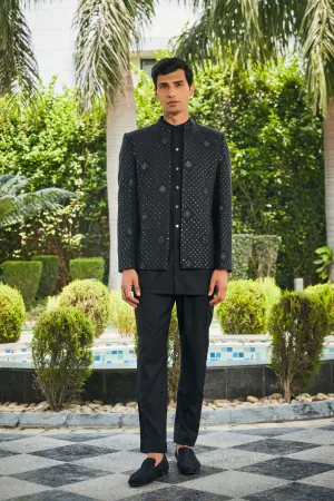 Adhrit Open Jacket with Kurta Set