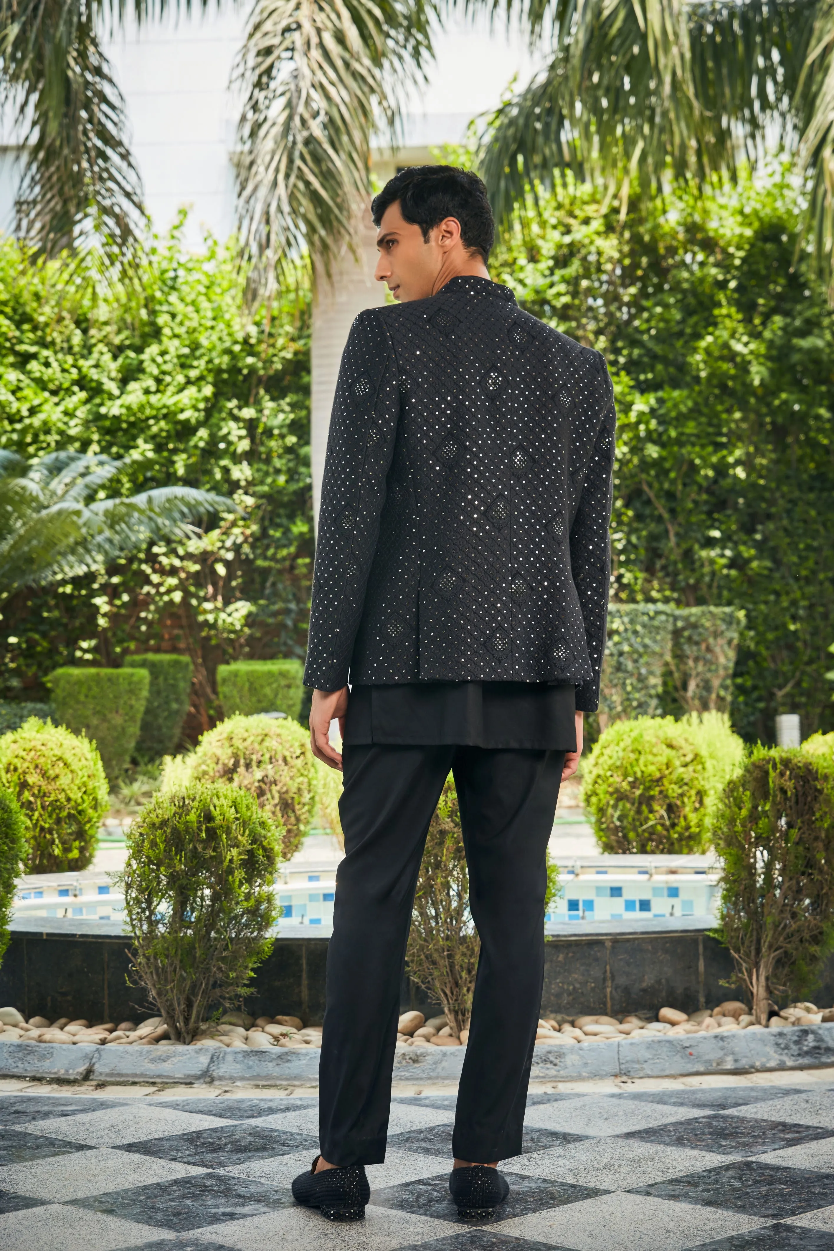 Adhrit Open Jacket with Kurta Set