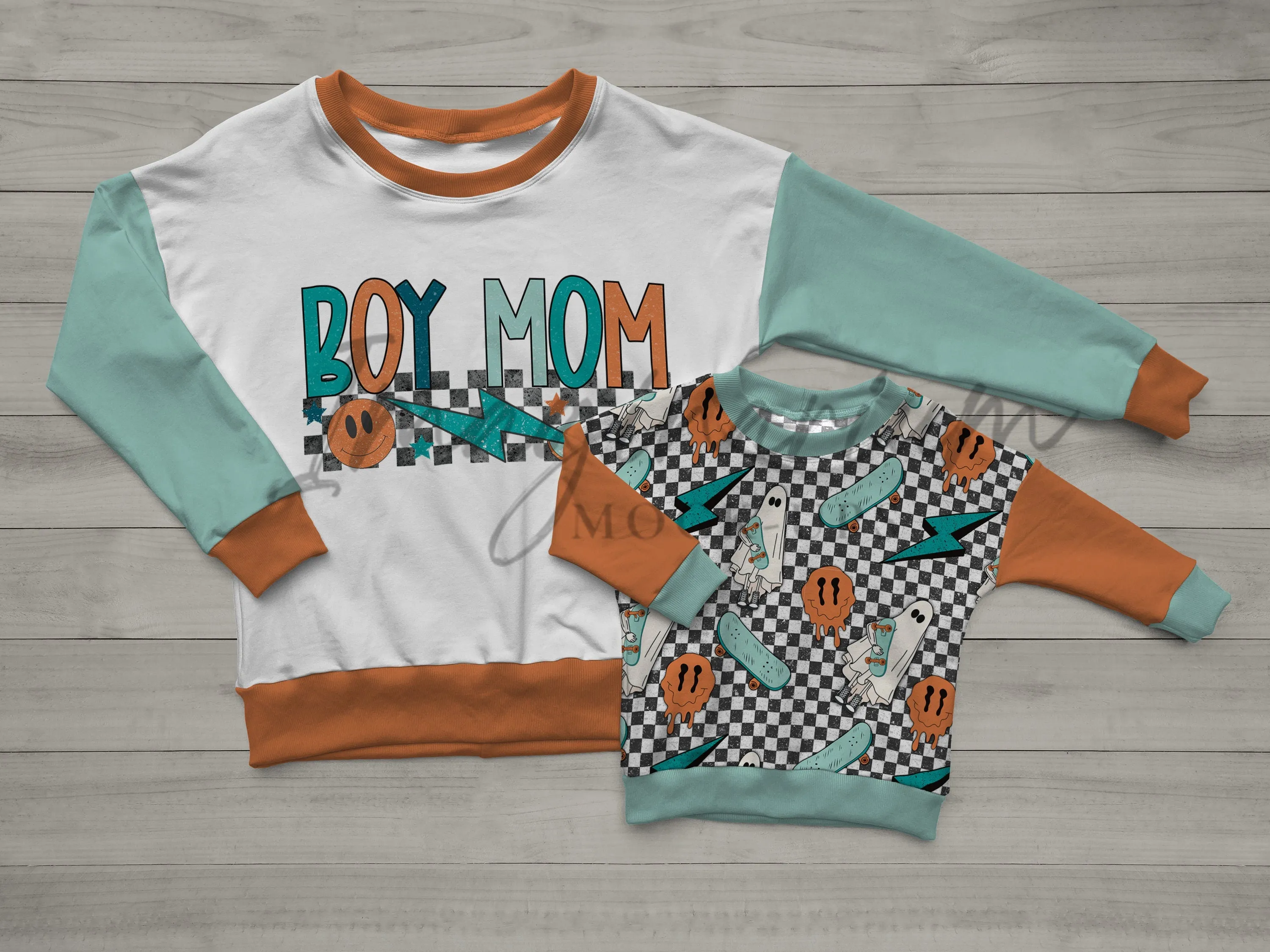 Adult and child Long Sleeve Dolman Sweater Mock Up, Realistic Clothing Mockup for Photoshop and Procreate
