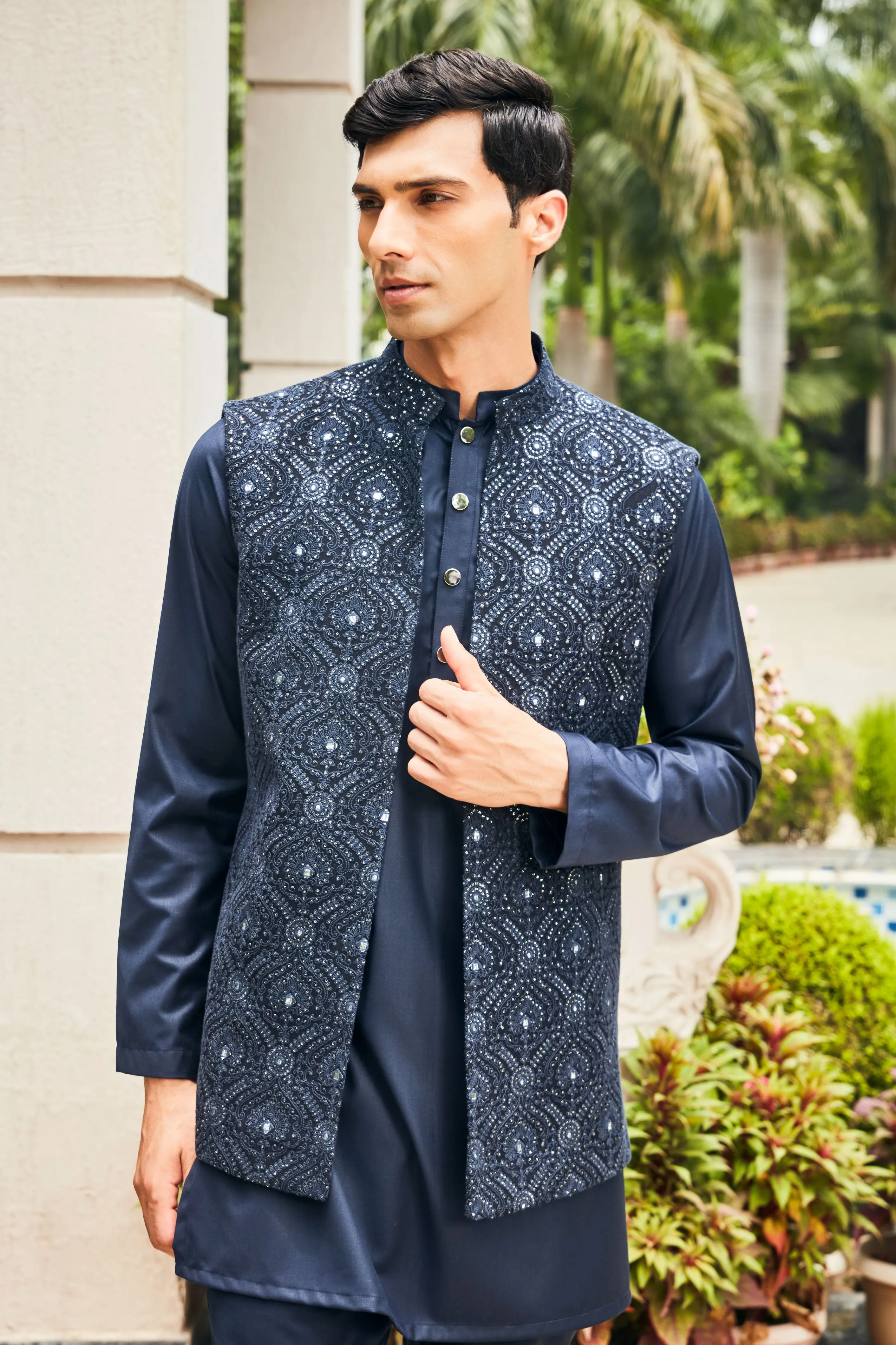 Ahi Open Nehru Jacket Set