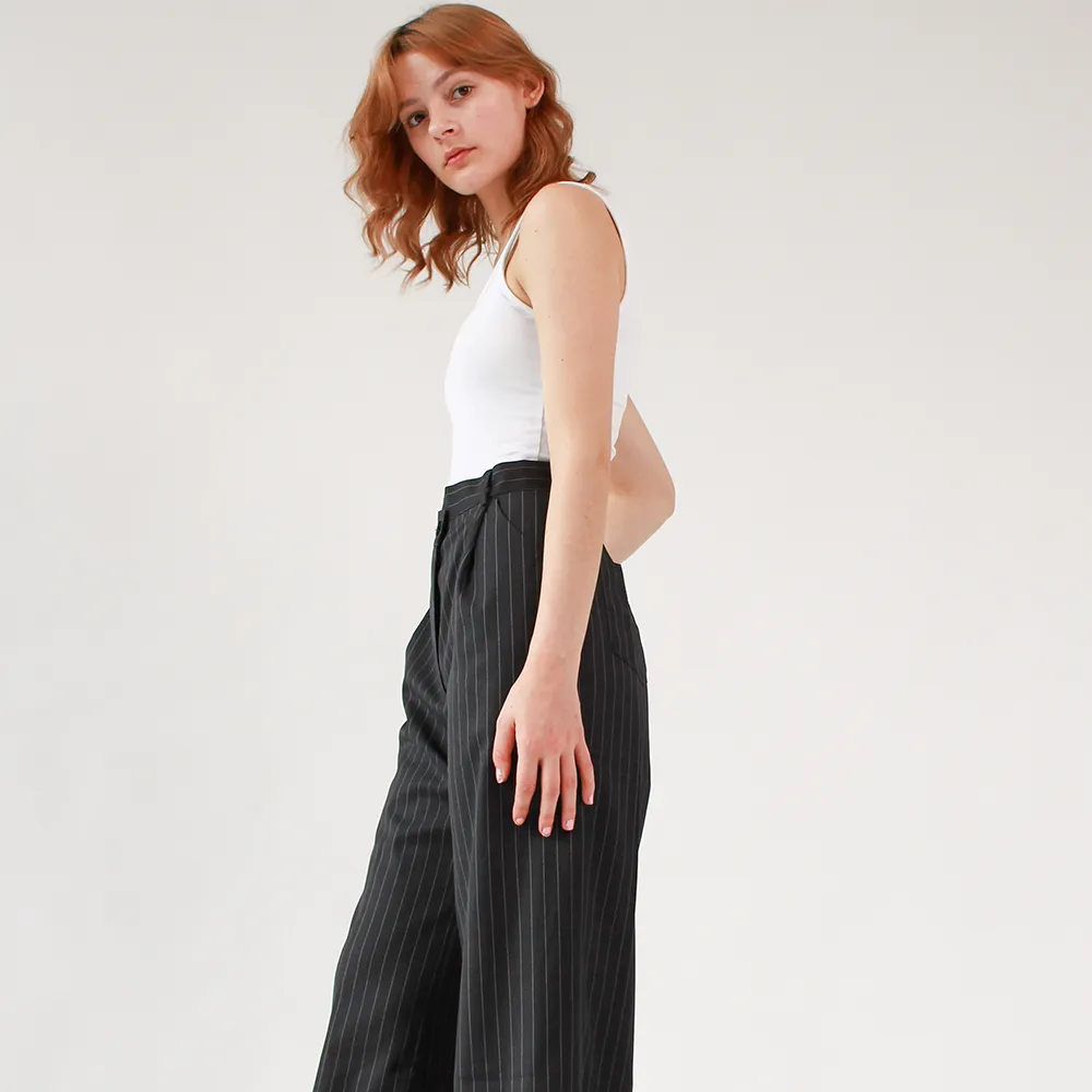 Ahkeke  Full Length Flare Black Trousers