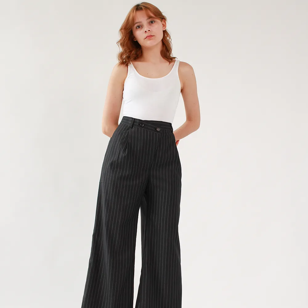 Ahkeke  Full Length Flare Black Trousers