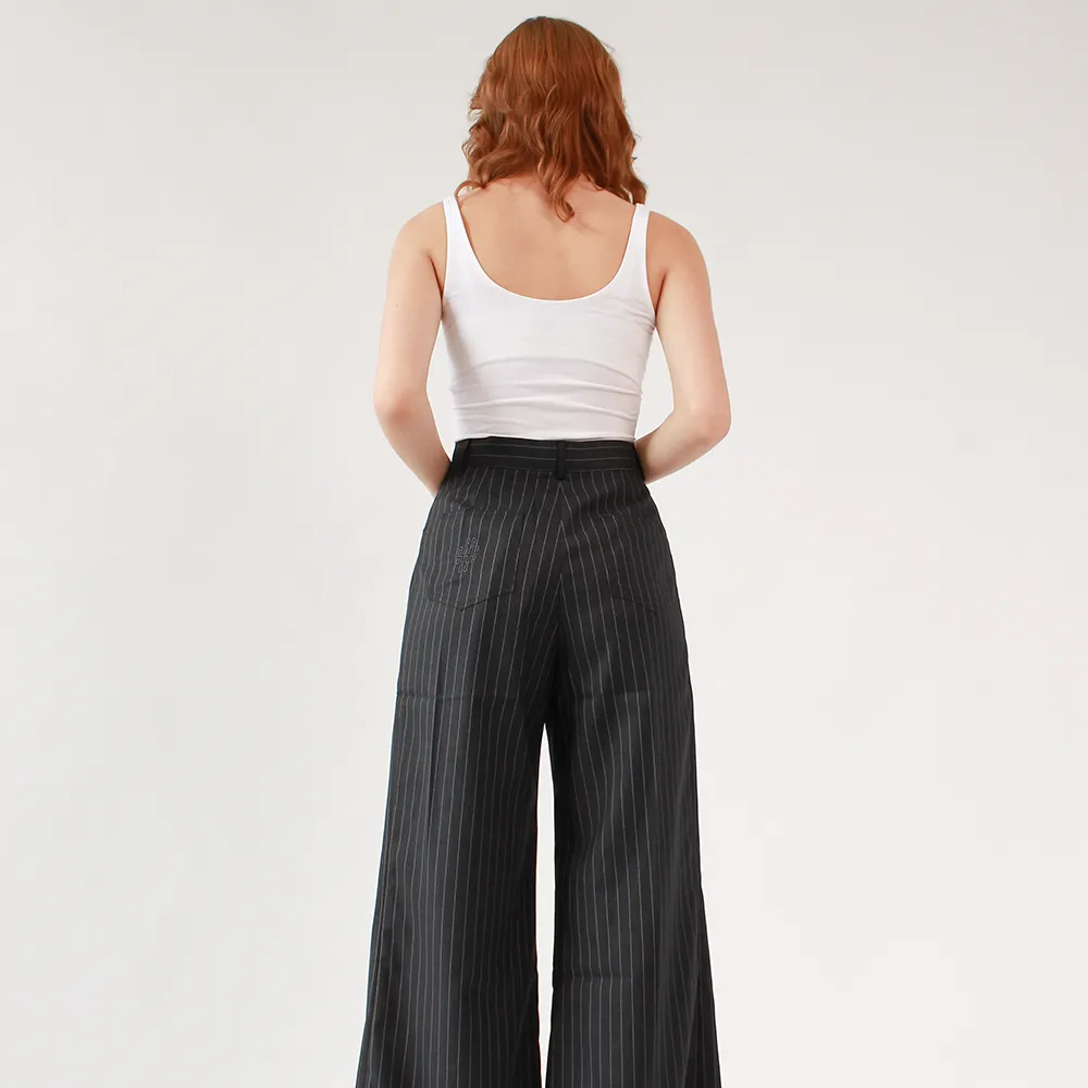 Ahkeke  Full Length Flare Black Trousers