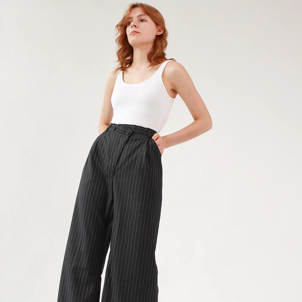 Ahkeke  Full Length Flare Black Trousers