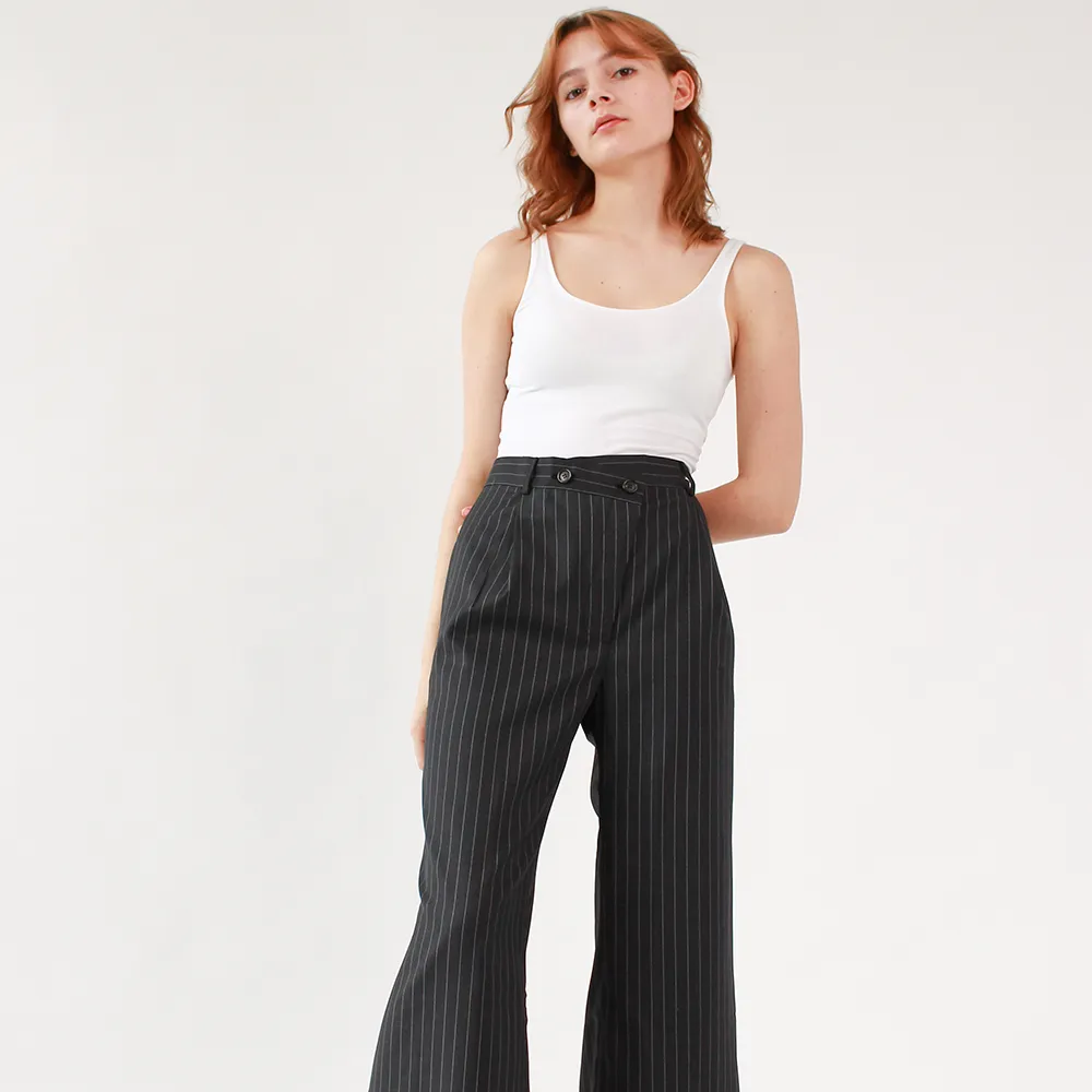 Ahkeke  Full Length Flare Black Trousers