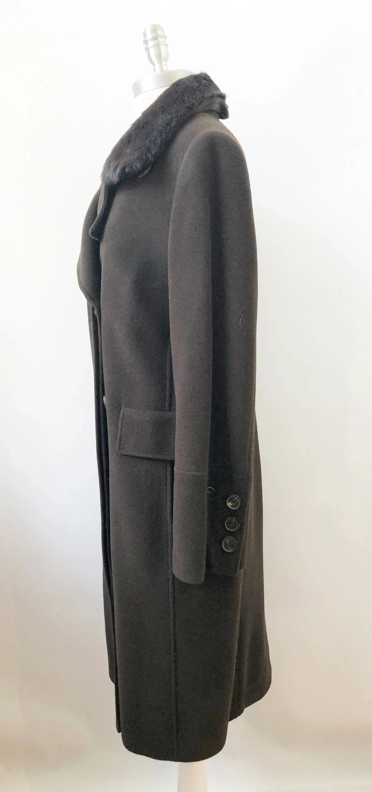Akris Punto Wool Coat With Fur Collar Size 10