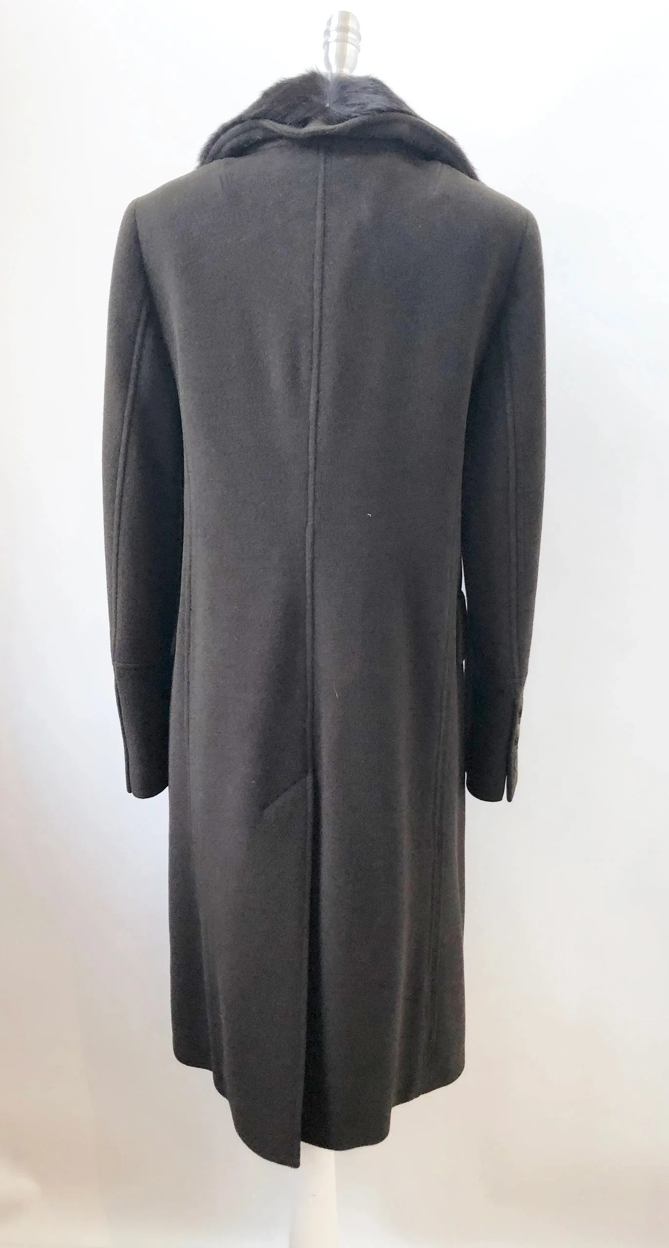 Akris Punto Wool Coat With Fur Collar Size 10