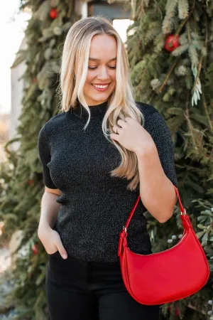 All That Glitters Lurex Knit Top- Black
