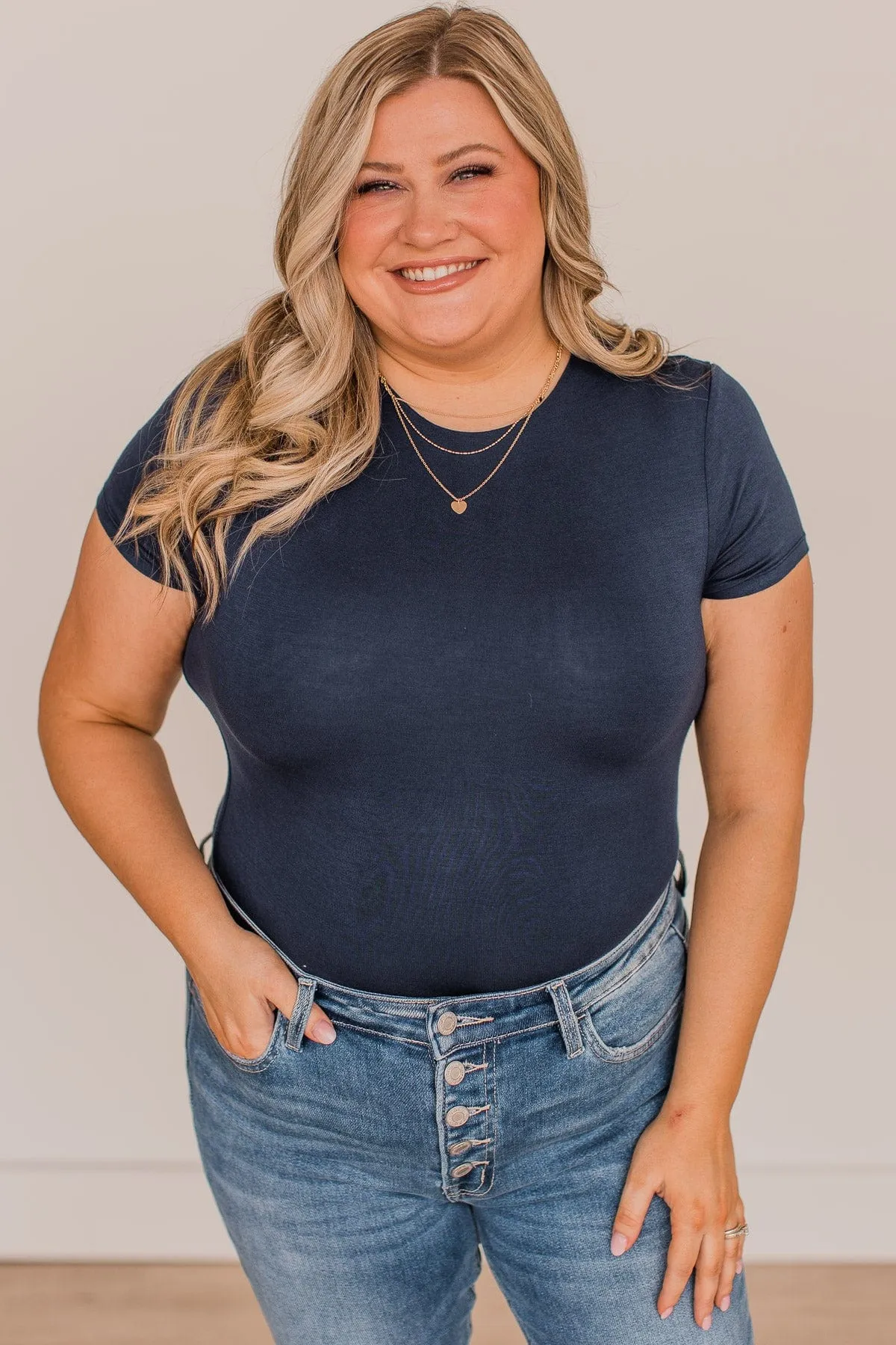 Always In Your Heart Bodysuit- Navy