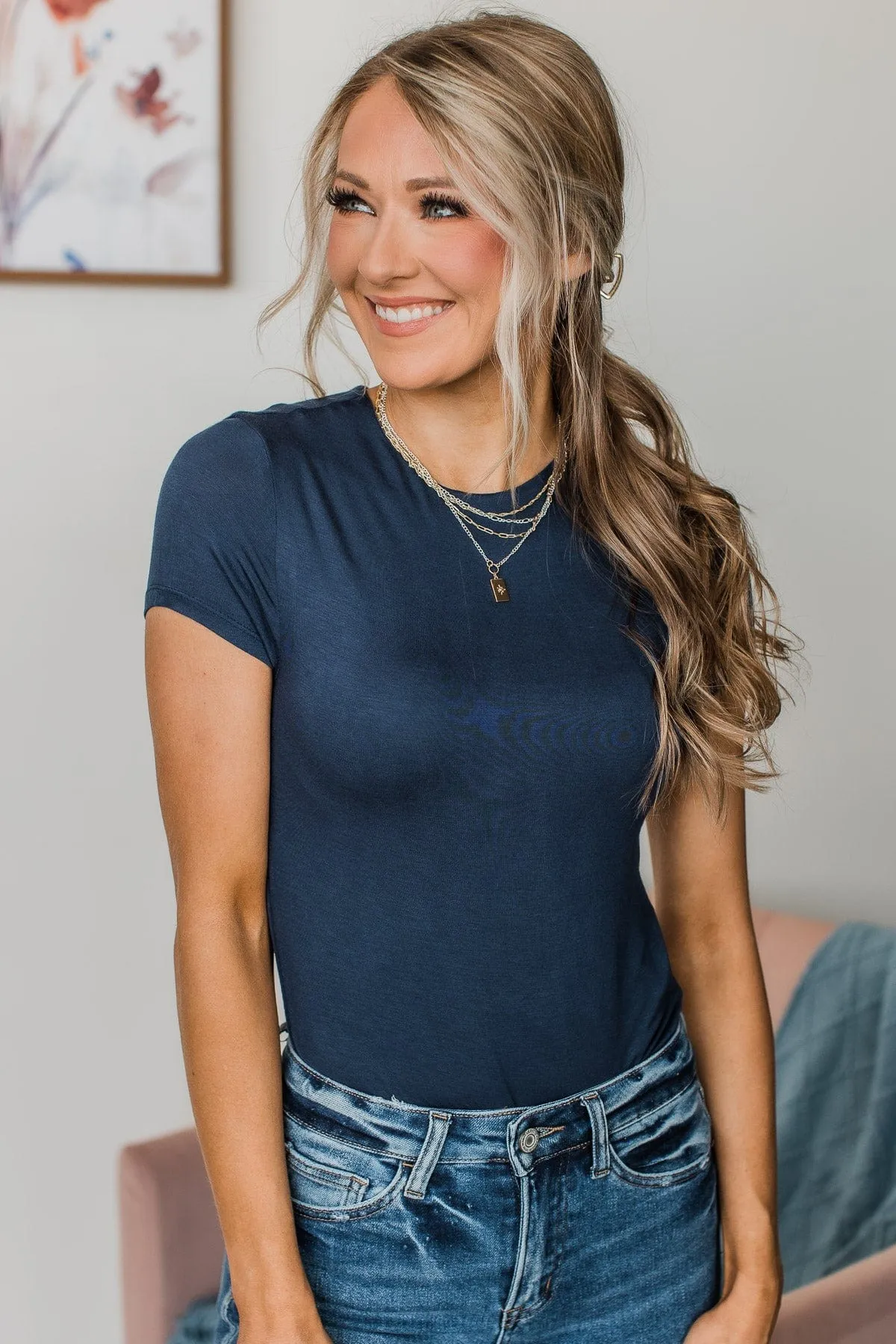 Always In Your Heart Bodysuit- Navy