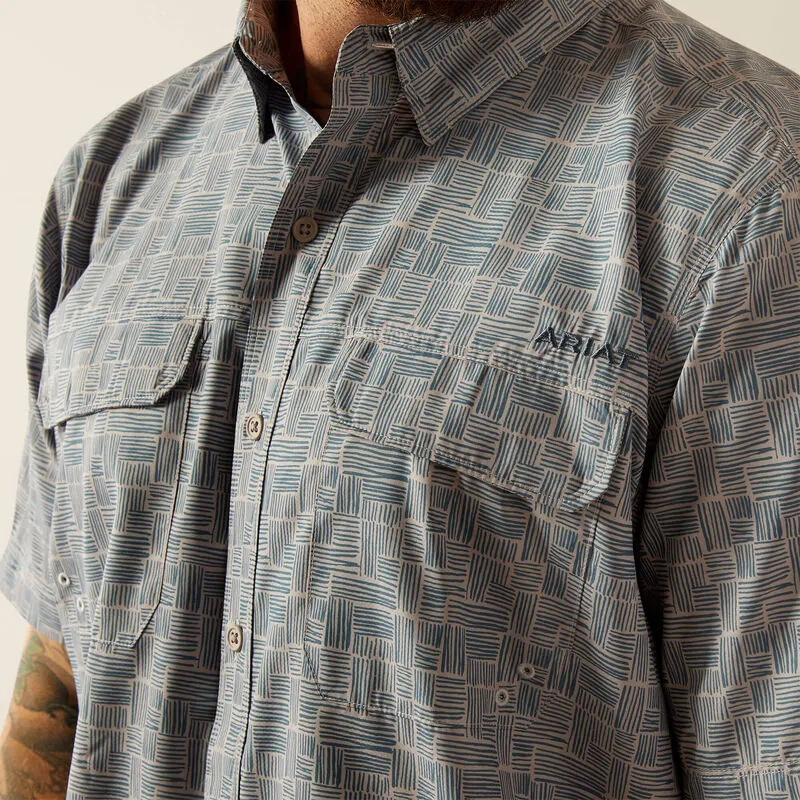 Ariat Men's VentTEK Outbound Fitted Short Sleeve Shirt Ombre Blue 10055227