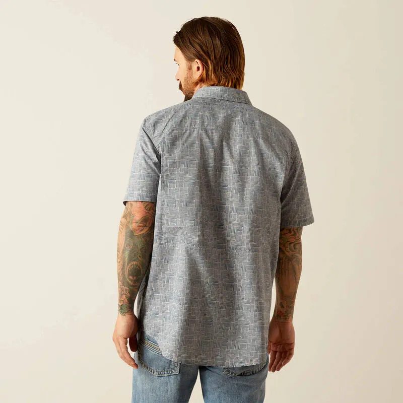 Ariat Men's VentTEK Outbound Fitted Short Sleeve Shirt Ombre Blue 10055227