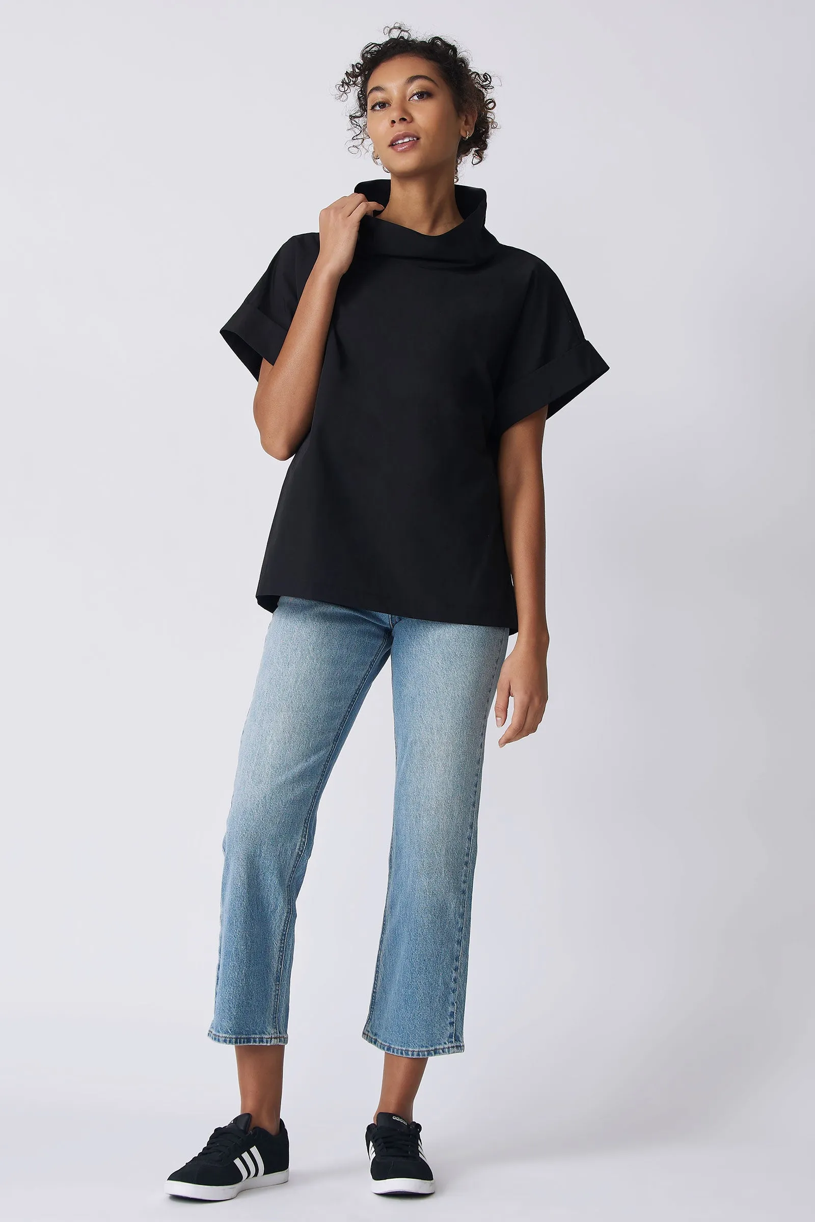 Ary Cuff Kimono Tee - Black Broadcloth