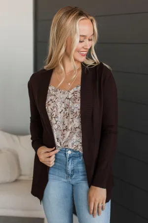As Easy As Can Be Cardigan- Dark Brown