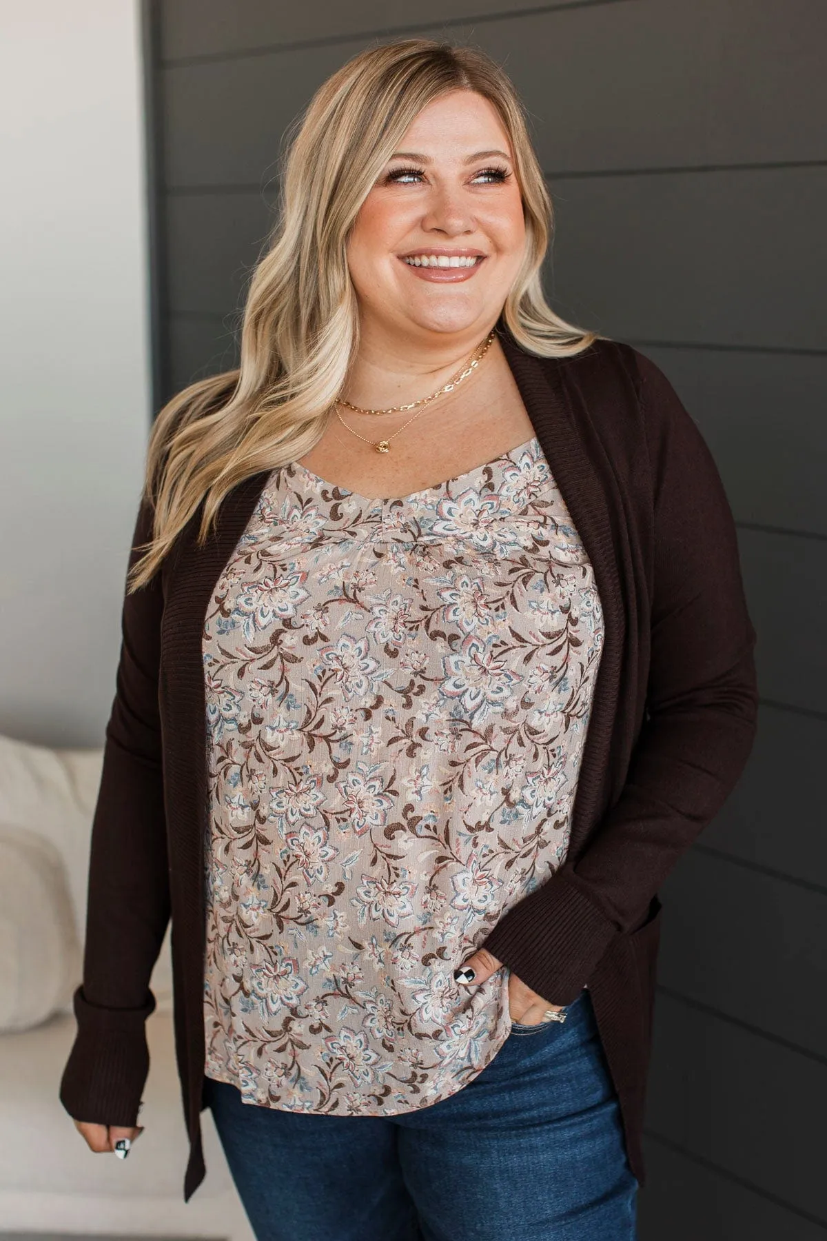 As Easy As Can Be Cardigan- Dark Brown
