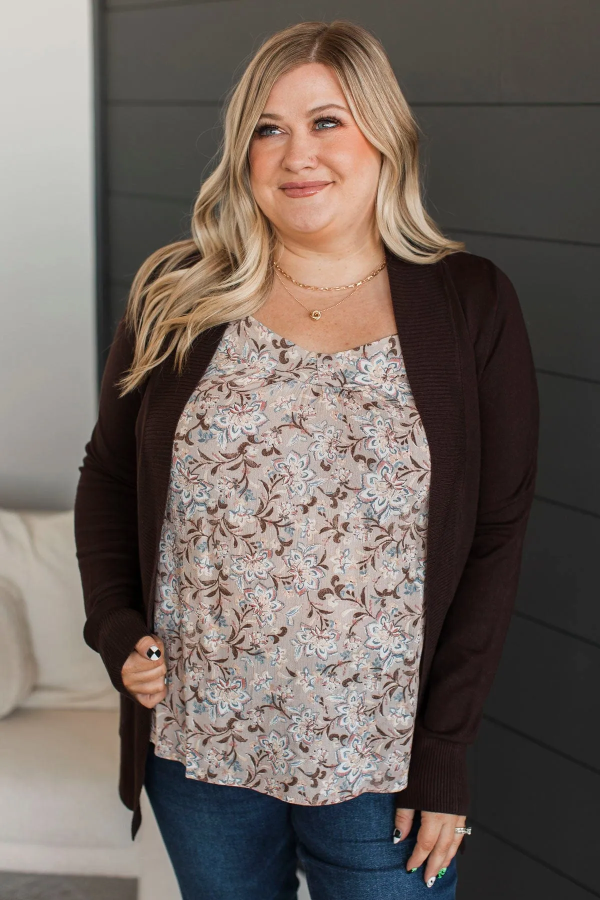 As Easy As Can Be Cardigan- Dark Brown