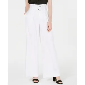 Bar III Satin Belted Paperbag-Waist Wide-Leg Pants
