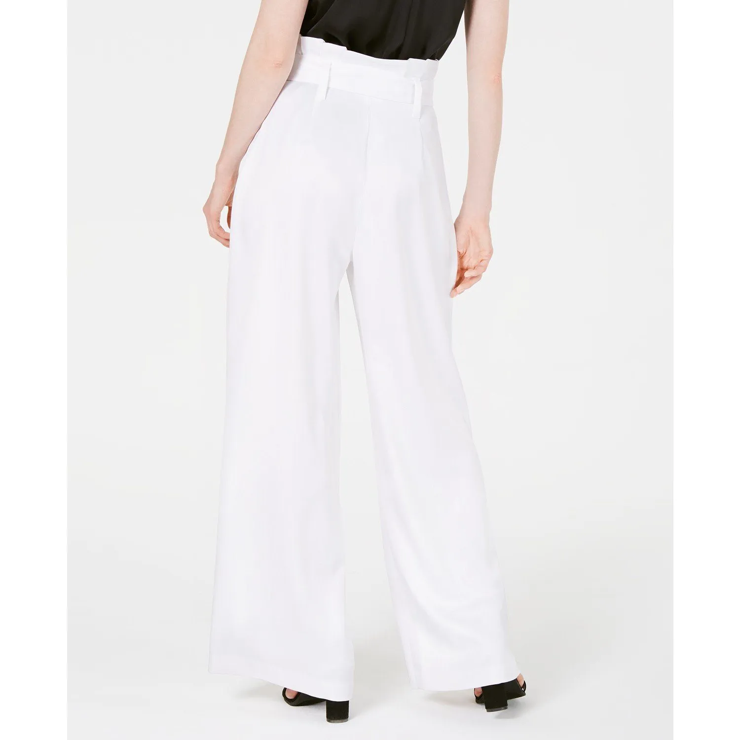 Bar III Satin Belted Paperbag-Waist Wide-Leg Pants
