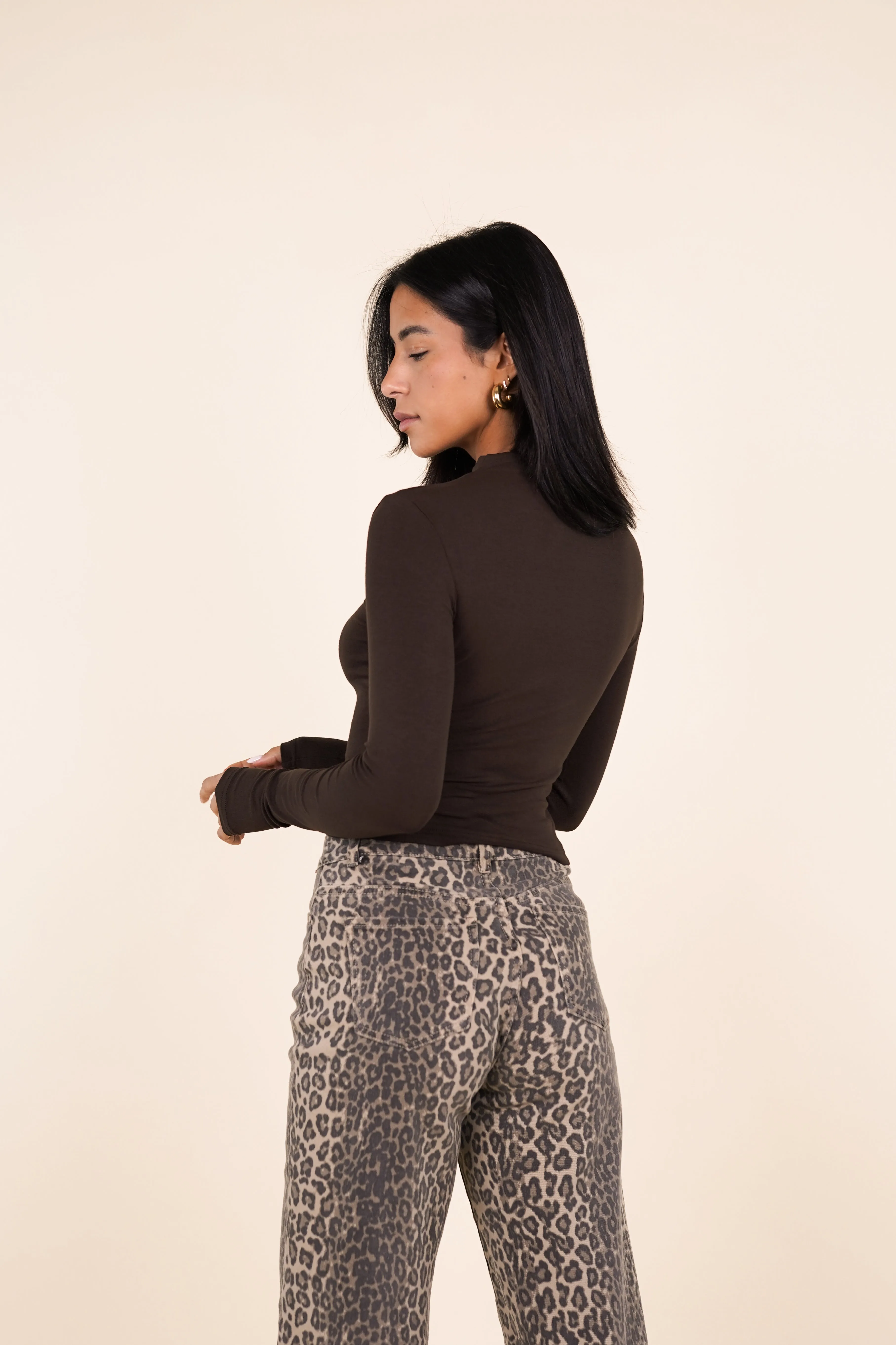 Basic top met turtleneck bruin - Jola