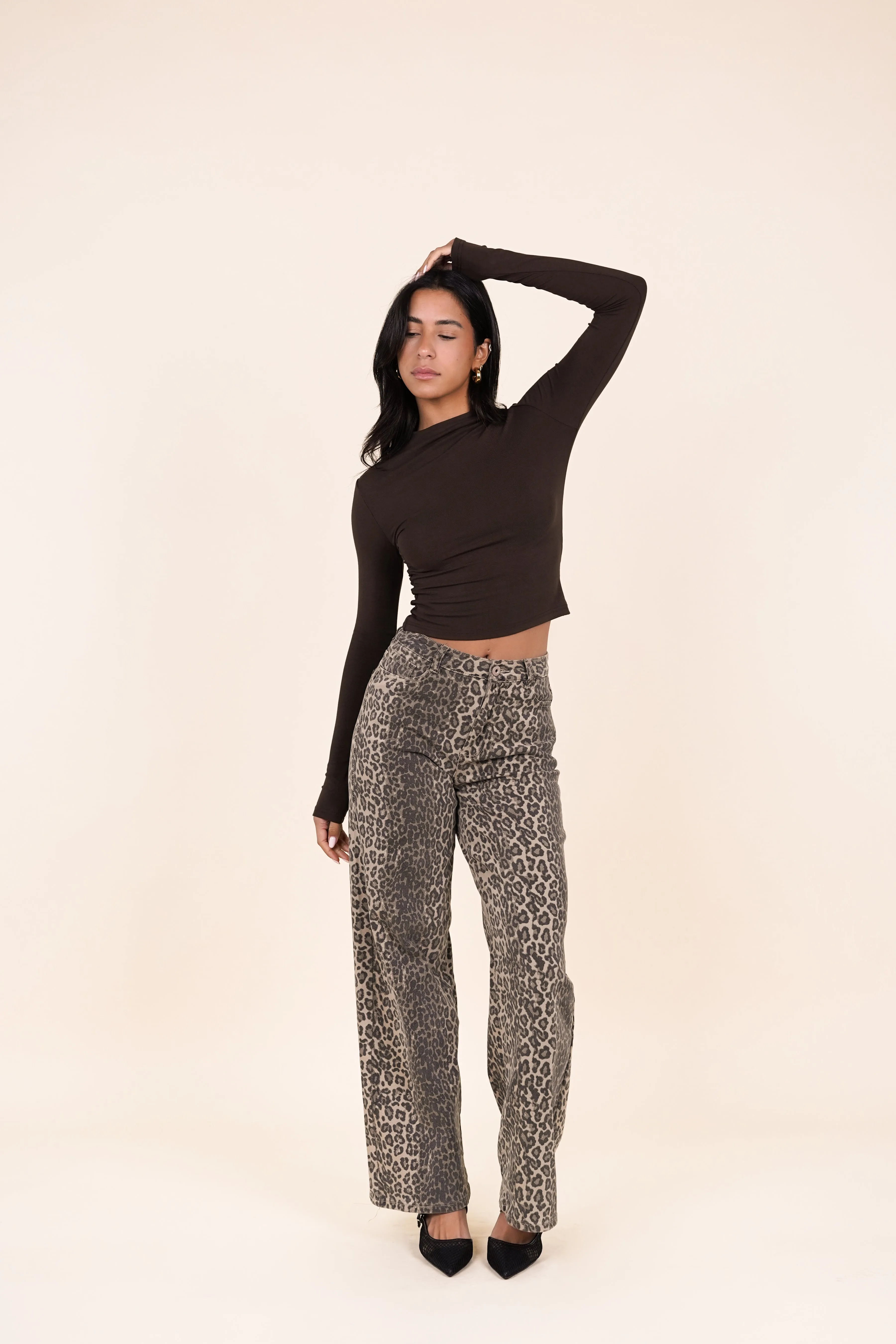 Basic top met turtleneck bruin - Jola