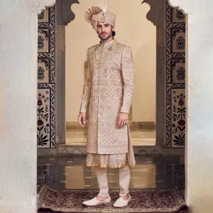 Beige Champagne Sherwani for Men