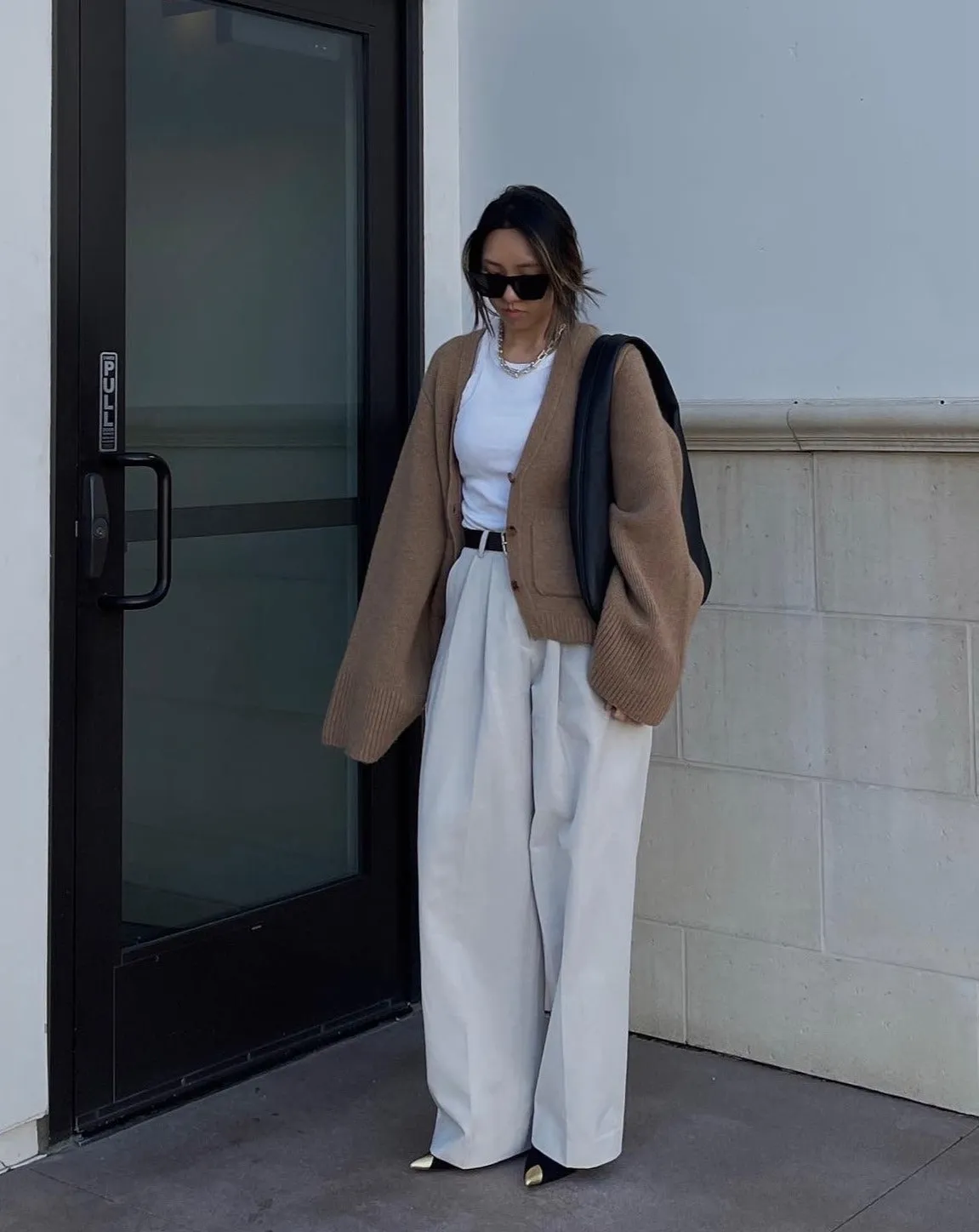 Beige Twill Cotton Pants