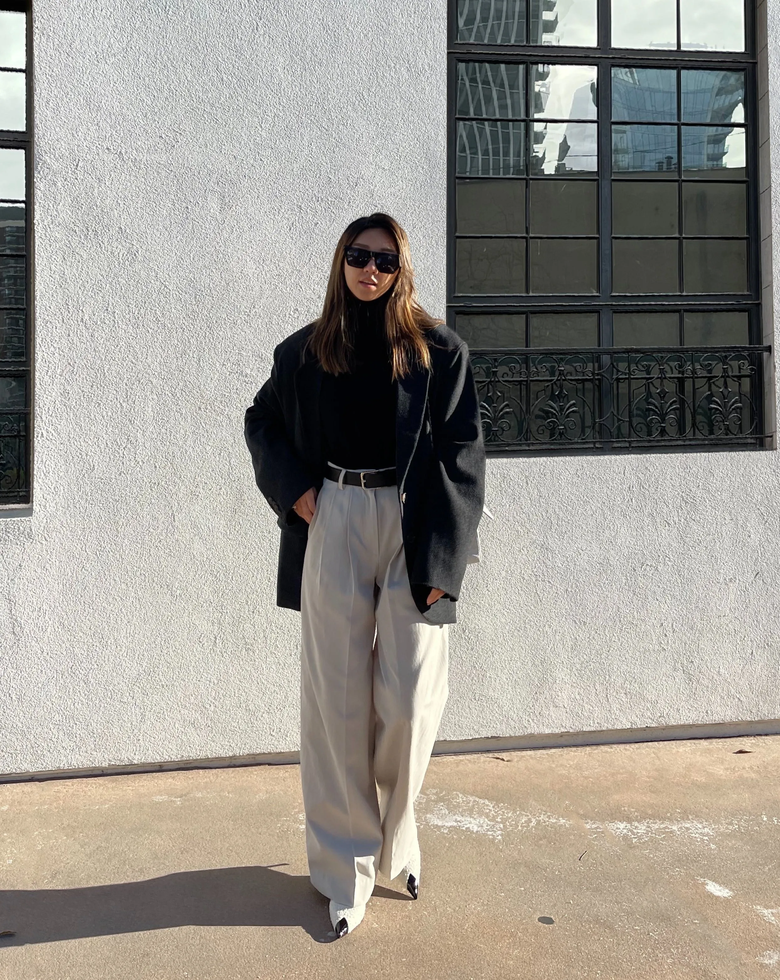 Beige Twill Cotton Pants